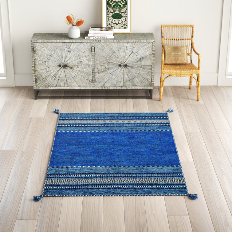 Langley Street Yahir Flatweave Blue/Black/White Rug & Reviews Wayfair